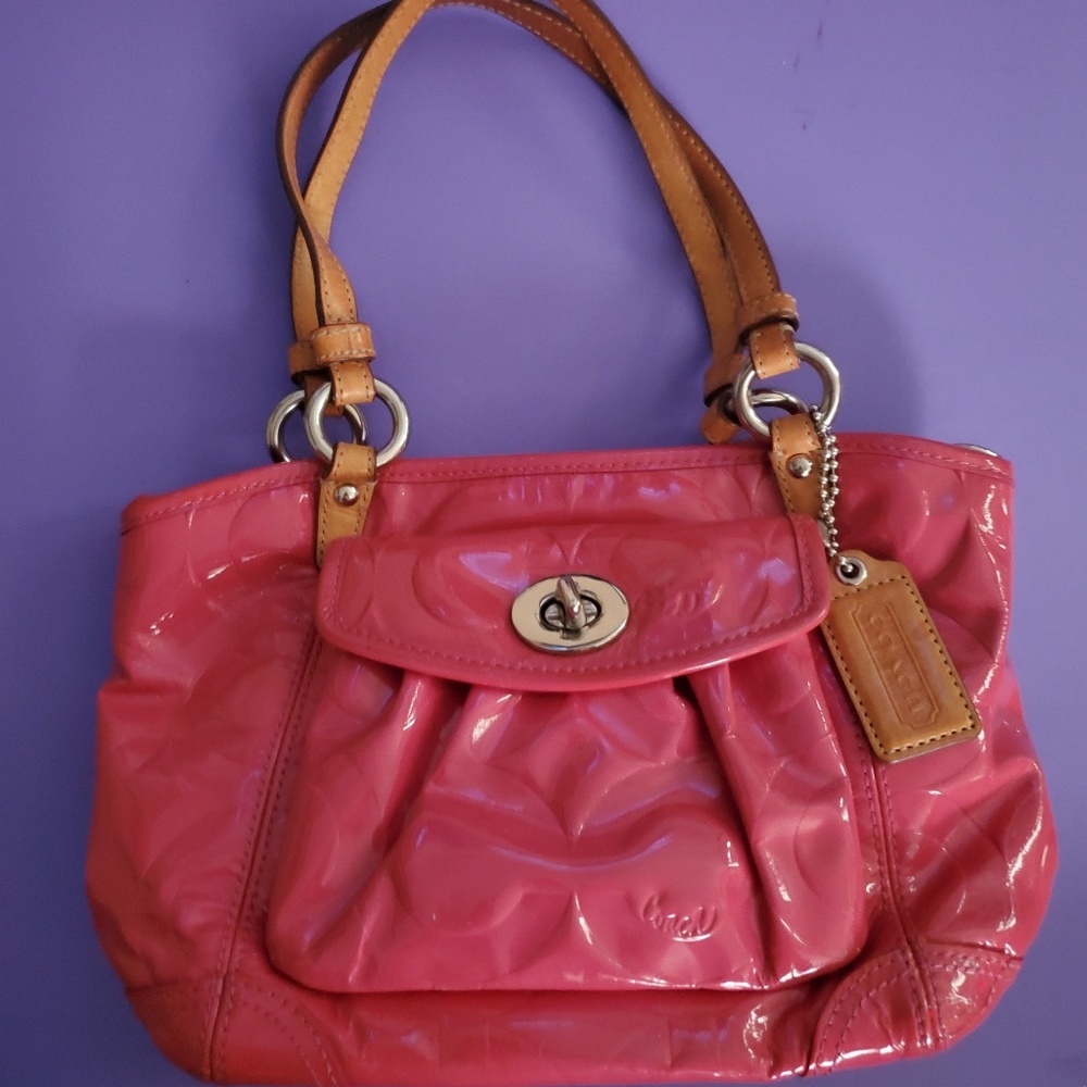 Coach pink parent leather shoulder bag